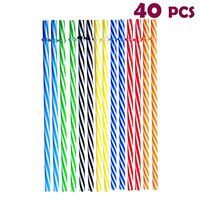 Agreatca 40 PCS Reusable Plastic Straws,Thick Plastic Drinking Straw,BPA-Free,Mason Jar Straws transparent,Unbreakable Color Striped Straws,9 Inch Thick Plastic Drinking Straw for Party or Family Use