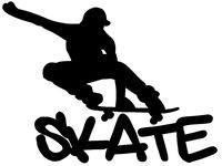 hBARSCI Skate Vinyl Decal - 5 Inches - for Cars, Trucks, Windows, Laptops, Tablets, Outdoor-Grade 2.5mil Thick Vinyl - Black