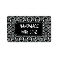 Gechtas 1.5" x 2.5" Handmade with Love Stickers in Black with Floral Printing, 200 Pieces, Rectangle Adhesive Labels for Homemade Projects (Black, 1.5"x2.5")