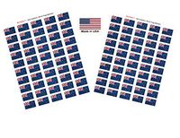 Made in USA! 100 Country Flag 1.5" x 1" Self Adhesive World Flag Scrapbook Stickers, Two Sheets of 50, 100 International Sticker Decal Flags Total (New Zealand)