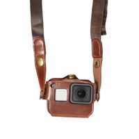 cyclamen9 PU Leather Carrying Case Shoulder Backpack with Shoulder Strap for GoPro Hero 7 Black Siver White Hero 6 5 Hero Session 5/4 Sports Action Cameras(Coffee)