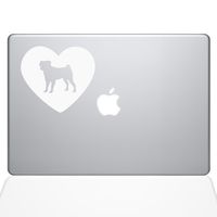 The Decal Guru Heart Pug MacBook Decal Vinyl Sticker - 15" MacBook Pro (2015 & Older) - White (1332-MAC-15P-W)
