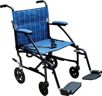 Drive Medical Fly Lite Ultra Lightweight Transport Wheelchair, Blue Frame, 17 lbs, 19"