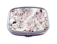 Top A Floral Custom Personalized Square Pill box Decorative Box Vitamin Container Pocket Or Wallet (Floral-7)