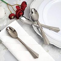 BalsaCircle 125 pcs 6.25-Inch Silver Plastic Spoons - Disposable Wedding Party Catering Tableware