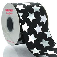 3" Black w/Silver Stars Grosgrain Ribbon 25yd