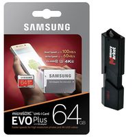 Samsung 64GB MicroSD XC Class 10 Grade 3 UHS-3 Mobile Memory Card for Samsung Galaxy S7 & S7 Edge S8 & S8 Plus with USB 3.0 MemoryMarket Dual Slot MicroSD & SD Memory Card Reader