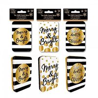 Black and Gold Christmas Gift Card Tin Boxes by Holiday Essentials - 6 Pack Gift Card Holders for The Holiday Season Small Boxes