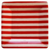 Caspari Red and White Stripe Salad/Dessert Plates