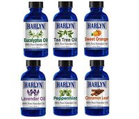 Top Essential Oil Gift Set - Best 6 Aromatherapy Oil - Eucalyptus, Lavender, Tea Tree, Peppermint, Orange, Cinnamon - Therapeutic Grade and Premium Quality - 1 oz each by Harlyn