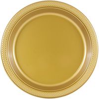 JAM PAPER Round Plastic Party Plates - Medium - 9 inch - Gold - 20/Pack
