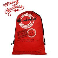 Blank Personalized Santa Sack Large Christmas Presents Sacks Bags with Drawstring 19"x27"+1 Red Satin Ribbon for Xmas Gift Decorations 3/4"x3 Yards