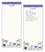 Set of 2- Blue Cups List Pad, Notepad, Shopping List with Attachable Magnet
