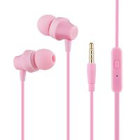Wired Headphones, in-Ear Earbuds with Microphone, 3.5mm Stereo Earphones, Comfort-Fit, Pink