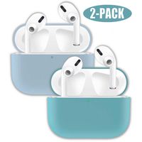 ADWLOF Compatible for AirPods Pro Case, Wireless Charging Supporting, Shockproof Protective Silicone Cover Skin for AirPods Pro Charging Case Series 3,Green&Light Blue
