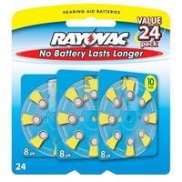 Rayovac Hearing Aid Battery, Size 10, 24 Batteries
