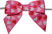 BAYWIND LTD, 3" Pink Ribbon with Hearts Twist Tie Bows- 100pc
