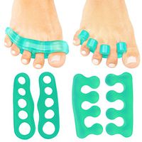 ViveSole Toe Stretchers (4 Pieces) - Silicone Gel Separators - Therapeutic Spa Spreaders for Plantar Fasciitis, Bunions, Overlapping Hammer Toe Spacers - Metatarsal Yoga Cushion (Green, Small)