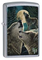 Zippo Lighter: Lisa Parker Three Wolves Howling - Street Chrome 80082