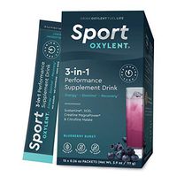Oxylent Sport 3-in-1 Performance Supplement Drink - Sugar-Free, Effervescent, Easy Absorption of Vitamins, Creatine Minerals, Natural Energy, Supports Stamina, Blueberry Burst Flavor, 15 Count