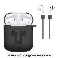 2019 AirPods Case Protective Silicone Cover and Skin + AirPod Strap for Apple (Black)