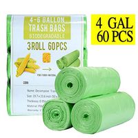 4 Gallon Small Trash Bags Biodegradable 60 Count, Compostable Trash Bags with Strong Tear & Leak Resistant, Recycling Eco-Friendly Garbage Bags for Office Bathroom Diaper Kitchen Car