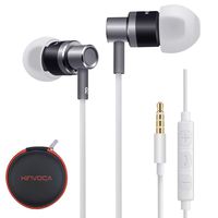 KINVOCA Wired Metal in Ear Earbuds Headphones with Microphone Remote Volume and Case,Bass Stereo Noise Isolating Inear Earphones Ear Buds for Cell Phones MP3 Players,Aluminum Alloy,3.5mm Jack, Black