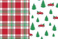 Christmas Plaid & Tree Farm Truck Tissue Paper for Gifts. 24-Pack Includes 12 Sheets of Each Design. Premium Quality Large 20 x 30 Squares. Red, Green, White