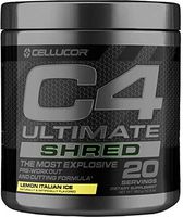 Cellucor C4 Ultimate Shred Pre Workout Powder, Fat Burner for Men & Women, Weight Loss Supplement with Ginger Root Extract, Lemon Italian Ice, 20 Servings