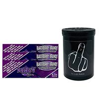 Herb Airtight Container Fresh Kettle with Juicy Jay's BlackBerry Brandy 1.25 Flavored Hemp Rolling Papers 3 Count DC Crafts Nation- Middle Finger