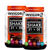 INVIGOR8 Superfood Shake Gluten-Free and Non GMO Meal Replacement Grass-Fed Whey Protein Shake with Probiotics and Omega 3 (645g) … (2-Pck Chocolate (Save 15))
