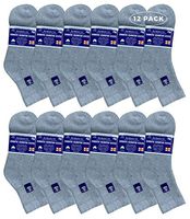 Yacht & Smith Loose Fit Non-Binding Soft Cotton Diabetic Crew and Ankle Socks, Bulk Value Pack (12 Pack Gray Ankle, Women (9-11))