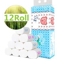 CATSAYS 12 Roll Toilet Paper Ultra Soft & Strong 4-Ply Bath Paper Recycled Tissue Toilet Paper Bulk for Family Restaurant Hotel (Bear)