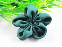 25pcs Five Leaf Plum Satin Ribbon Flowers Appliques/Wedding-(Pick Color) (Green)