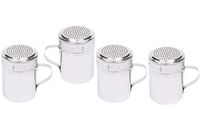 (Set of 4) 10 Oz Stainless Steel Dredge Shaker with Handle, Spice Dispenser for Cooking/Baking by Tezzorio