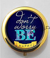 BlackKey Dont Worry Be Happy 3-Compartment Decorative Pocket Gift Box Case Organizer for Pill, Color 2 -731