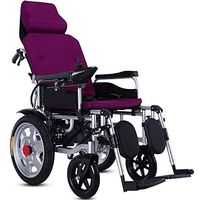 Szeao Electric Wheelchair Compact Auxiliary Wheelchair Elderly Disabled Folding Portable Electric Wheelchair Dual Motor Manual Electric Dual Mode/Lithium Battery,Purple
