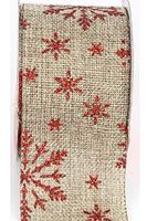 Faux Burlap Snowflake Ribbon 2.5"x10 Yards