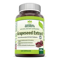Herbal Secrets Grapeseed Extract - 100 Mg 120 Capsules (Non-GMO) -Supports Cardiovascular & Circulatory Health*- Supports Brain Function & Immune Health* Promotes Cell Health & Healthy Aging*