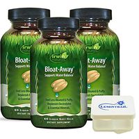 Irwin Naturals Bloat-Away Relief Water Balance Support Replenish Electrolytes & Essential Minerals - 60 (180 Total) Soft-Gels - 3 Pack Bundle with a Lumintrail Pill Case