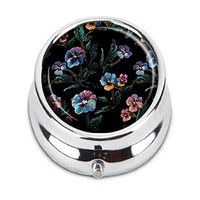Guojew Beautiful floral pattern Custom Fashion Round Pill Box Tablet Holder Pocket Purse Organizer Case Decoration Box