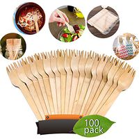Disposable Wooden Forks Heavyweight - KITMA 6.5" Natural Birch Wood Environmental Protection Tableware - Alternative to Plastic Cutlery - Biodegradable (100 Pack)