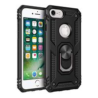 Thin fit case for iPhone8 Case with Dual Layer 2 in 1 with Extreme Slim Anti-Fall Cover Full Protection and Finger Ring Holder Kickstand Magnetic Car Mount Cover (Black)