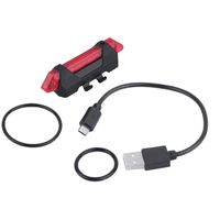 Black and Red Super Light Bicycle Light Plastic USB Rechargeable Bike Rear Light Waterproof Safe Warning Tail Lamp 4 Modes