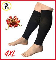 Presadee Wide Shin Calf Big Tall Super Size 20-30 mmHg Medical Compression Energize Leg Fatigue Circulation Support Sleeve (Black, 4XL)