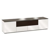 Salamander Chameleon Miami 245 - Gloss White/Black Glass Quad Width AV Cabinet with Speaker Grill