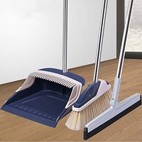 FCHJJ Long Handled Upright Broom Dustpan and Scraper Three-Piece Set Brooms and Dustpans Set,4 Rows of encrypted Broom Wire 180 Degree rotatable Wiper 3.5cm Long Scratch Tooth