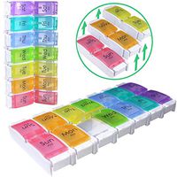 Pill Organizer (2 Times a Day), IMPHSE Large Weekly Pill Organizer 7 Day for Travel, for Pills/Vtamins/Fish Oil/Supplements, Detachable, New Version