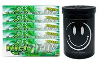 Herb Airtight Container Fresh Kettle with Juicy Jay's Green Trips 1.25 Flavored Hemp Rolling Papers 5 Count DC Crafts Nation- Happy Face