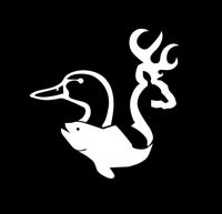 Chase Grace Studio Deer Duck Bass Fishing Hunting Browning Deer Sportsman Vinyl Decal Sticker|White|Cars Trucks SUV Laptops Wall Art|7" X 6"|CGS115